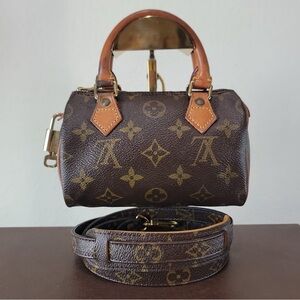 •LOUIS VUITTON• Vintage Monogram Mini Sac nano Speedy 1996+auth strap and lock